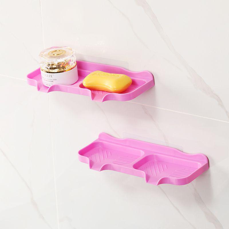Wall-Mounted Double Soap Dish: Creative Punch-Free Storage Rack with Draining Feature for Bathroom and Toilet