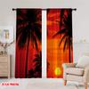 2pcs,2D plane printing Pattern Curtains Tropical Twilight 100% Polyester (without rod) Holiday Use for Bedroom, Living Room,