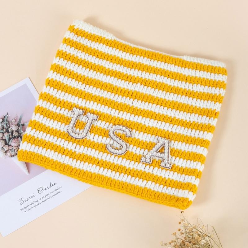 Crochet Stripe Pattern Hat Handmade Cat Ear Hat Winter Warmer Knitted Hat Cold Winter Presents for Students Teenagers