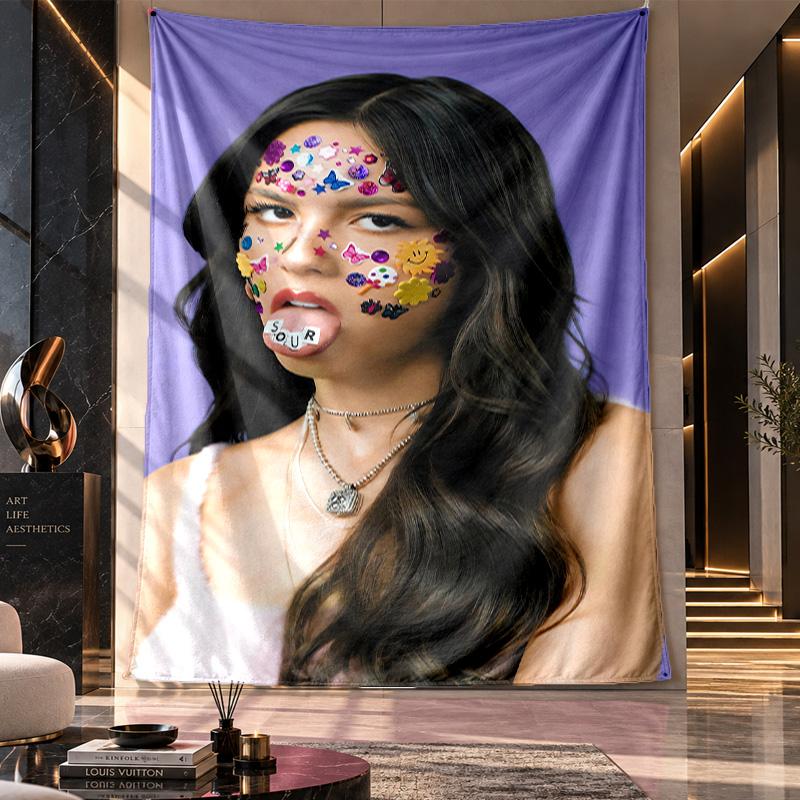 Wall Hanging Tapestry,Olivia Rodrigo Printed Fabric Backdrop For Dorm Room Party Decoration