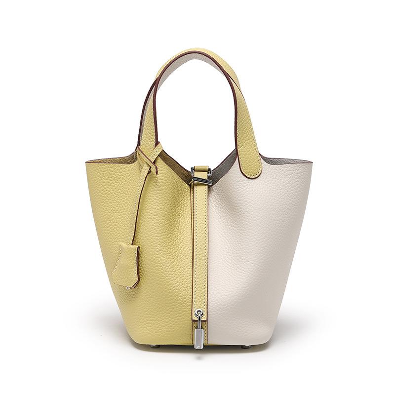 [New] High-quality First-layer Cowhide Niche Vegetable Basket Handbag Female, Genuine Leather Large-capacity High-end Bucket Bag