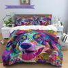Colorful dog  Pattern Bedding Quilt Set Quilt Cover Pillowcase Home Decoration  Gift (1 * duvet cover + 2 * pillowcase, without core)