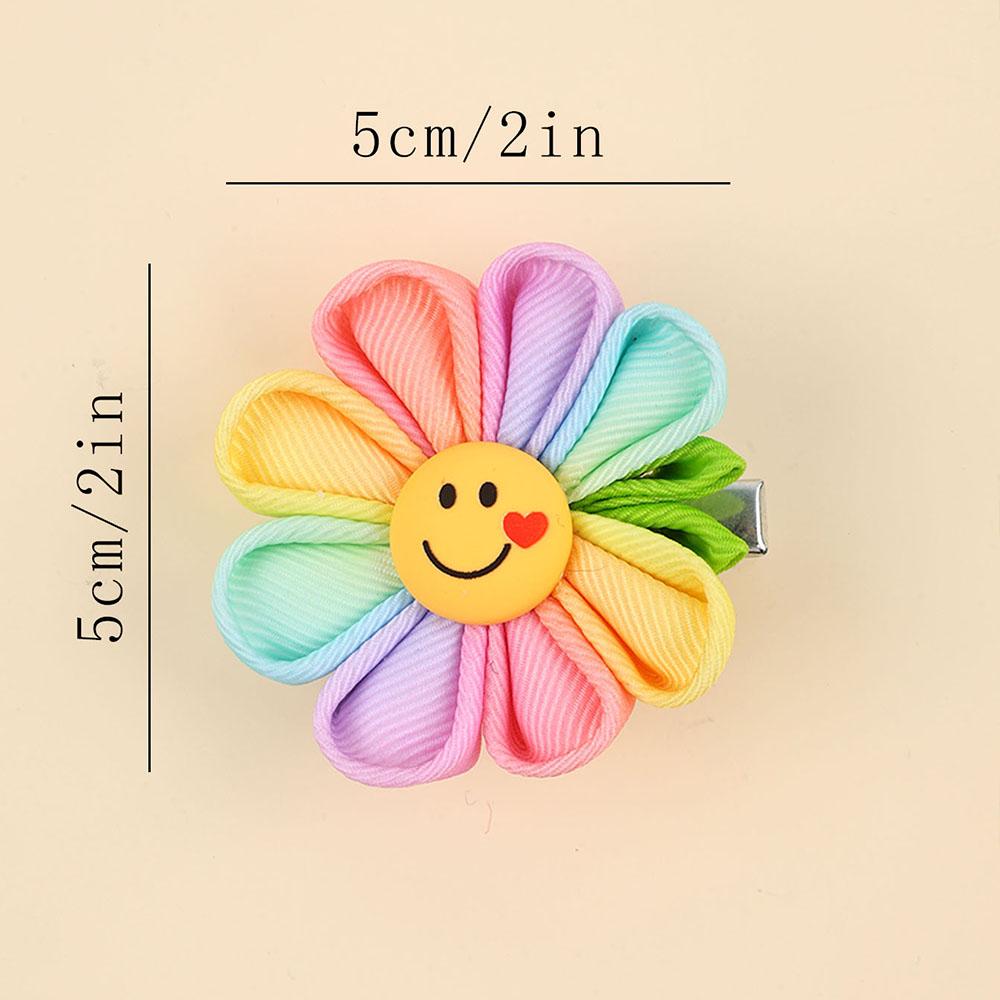 2Pcs Smile Sun Flower Hair Clips Sweet Cute Love Sunflower Baby Girls Hairpins Hair Brooches Accessories For Kids Girl Headwear