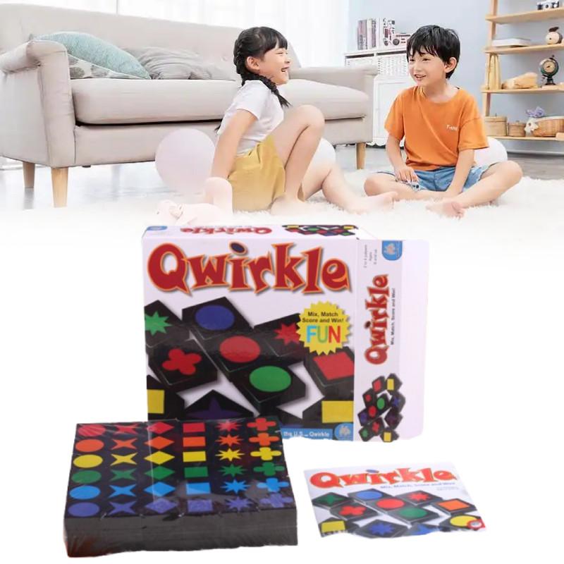 Early Educational Qwirkle Toys Wooden Parent Child Two Player Game Chess Gift