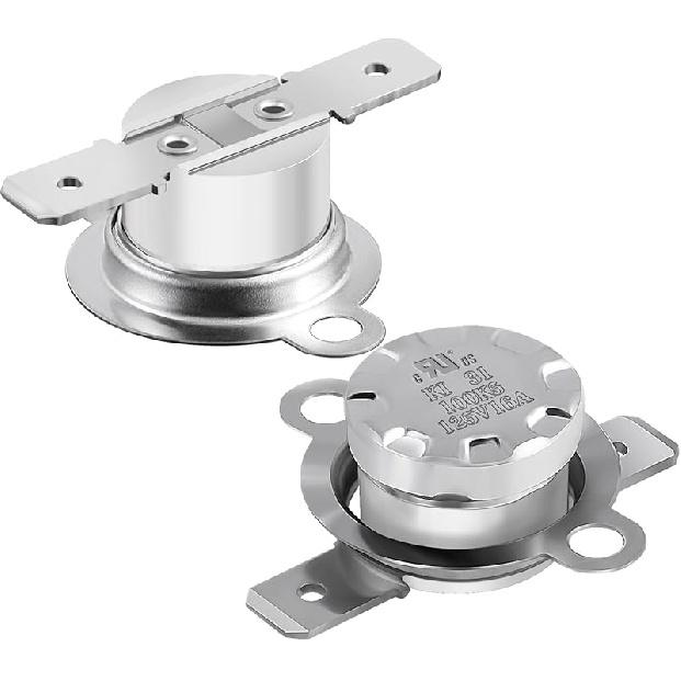 Термостат-прерыватель UL/CUL KSD301, 40°C/104°F Включение и 30°C/86°F Выключение, Замыкается при повышении температуры, Нормально разомкнутый N.O. Биметаллический snap-диск 125V 16A Автоматический сброс Термический 100°C/212°F