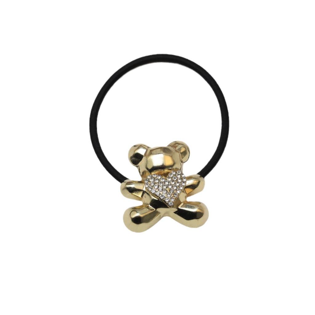 Korean & Japanese-Style Heart Bear Hair Tie: Trendy, Versatile, Textured Elastic Band for Ponytails - Women's Hair Accessory