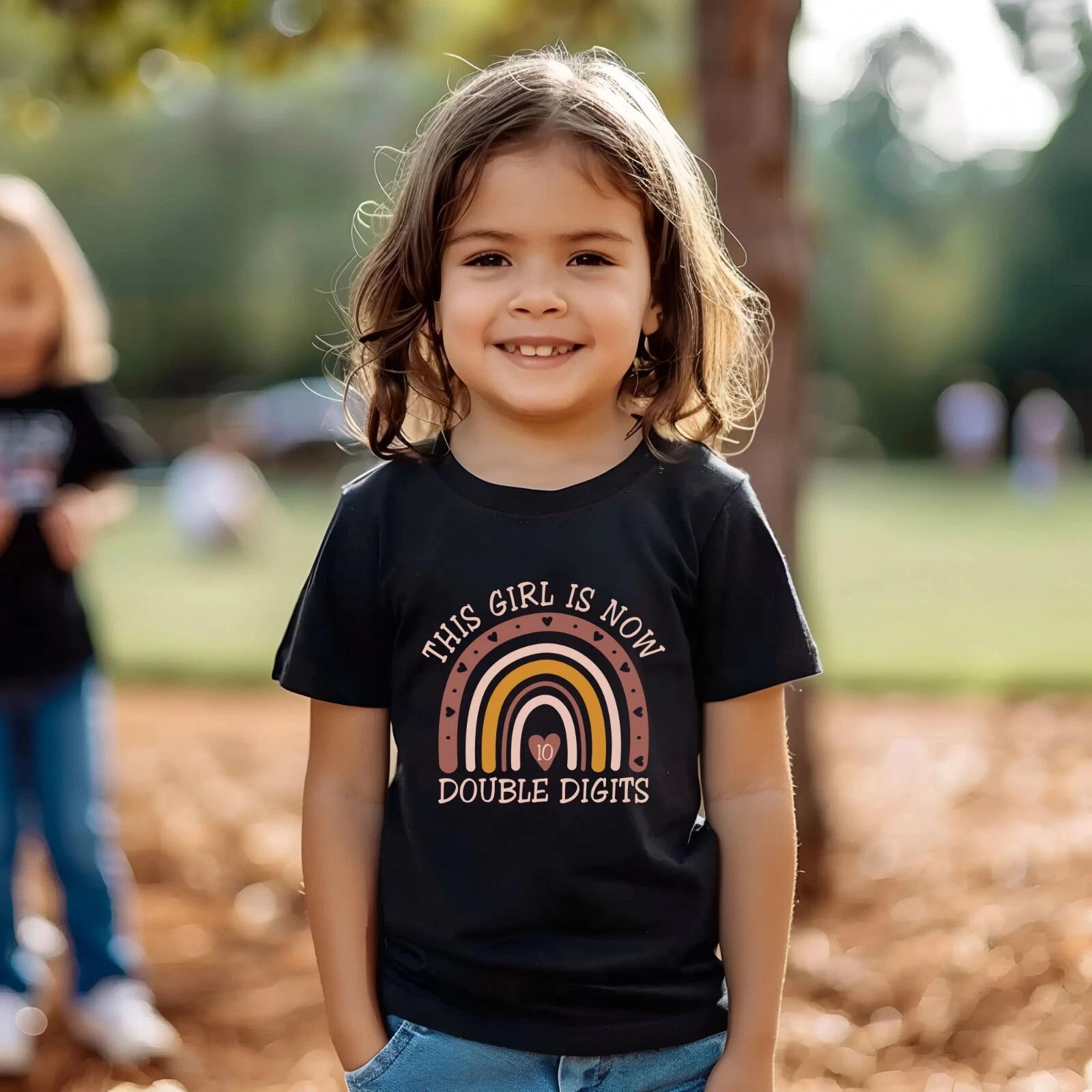 10 Year Old Birthday Girl T Shirt Printed Double Digits 10th Gift Kids Tee Tops 3XL