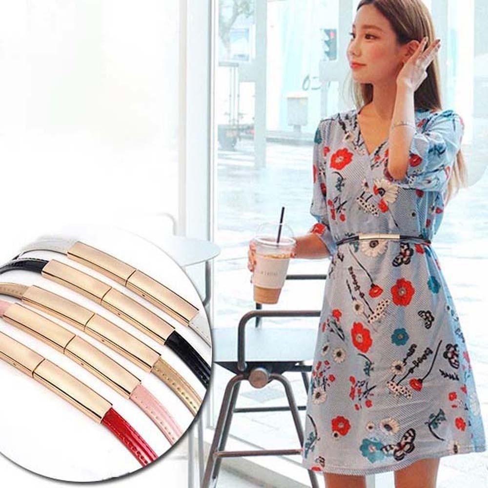 Versatile Thin Buckle Belt Adjustable Women Waistband Fashion Patent Leather Belt  Lady