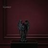 Mysterious Angel Ornament 3D Printed Sculpture Decoration, Dark Gothic Decoration with Detailed Feather Black Matte Finish Statue Texture, Figurine