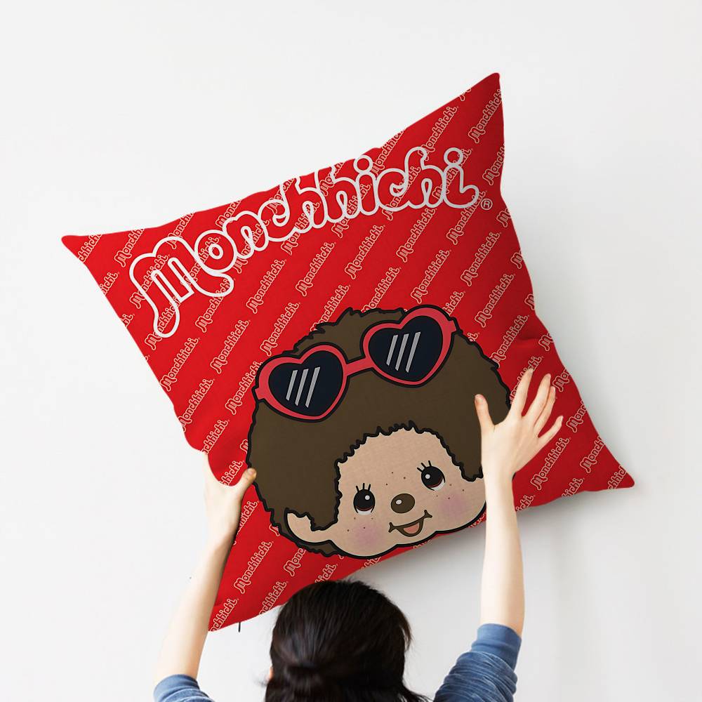 Cartoon M-Monchhichis Personalized Pillow Cover Kids Bedroom Wild Party Decor Pillowcase Kid Birthday Shower Gift