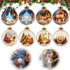 Decorative Acrylic Holiday Spheres 3D Christmas Faux Crystal Ball Ornament, Lighted Reindeer Sleigh LED Pendants Snow Scene Hanging Decor for