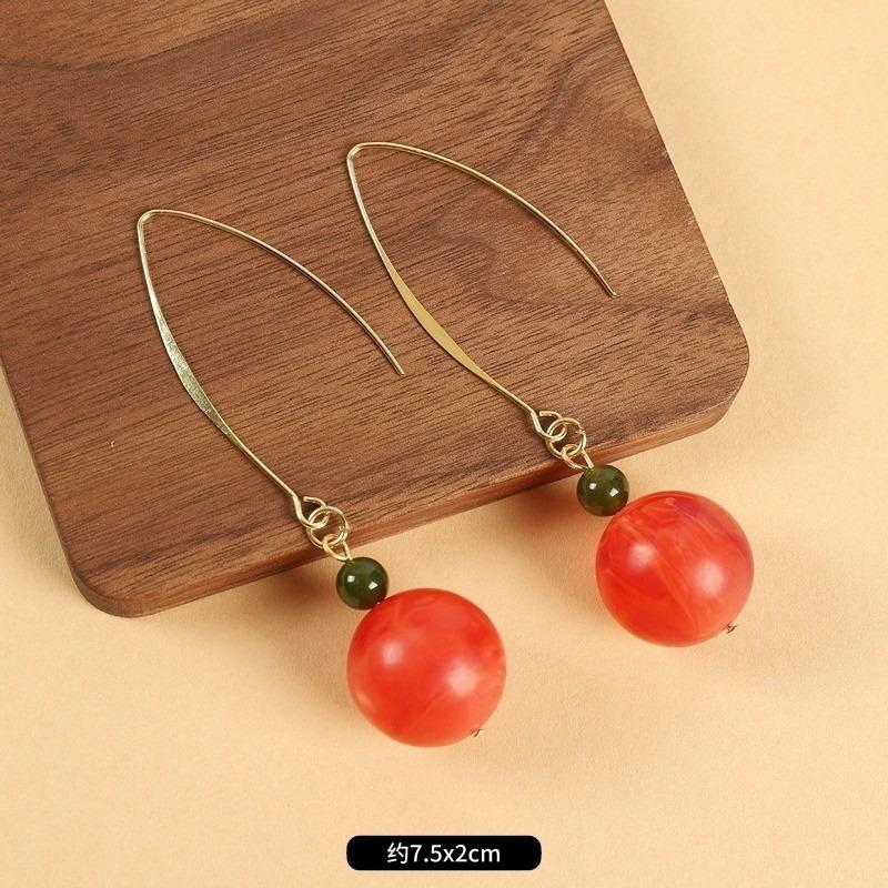 Niche design beeswax earrings retro long literary temperament women's antique cheongsam simple Tibetan earrings