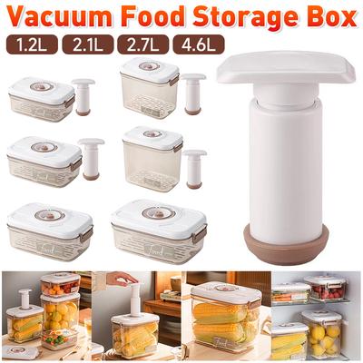 Caja de Almacenamiento de Alimentos al Vacío de 1.2L/4.6L Contenedor Sellado de Gran Capacidad para Almacenamiento de Alimentos con Bomba Cajas Organizadoras al Vacío Gadgets de Cocina