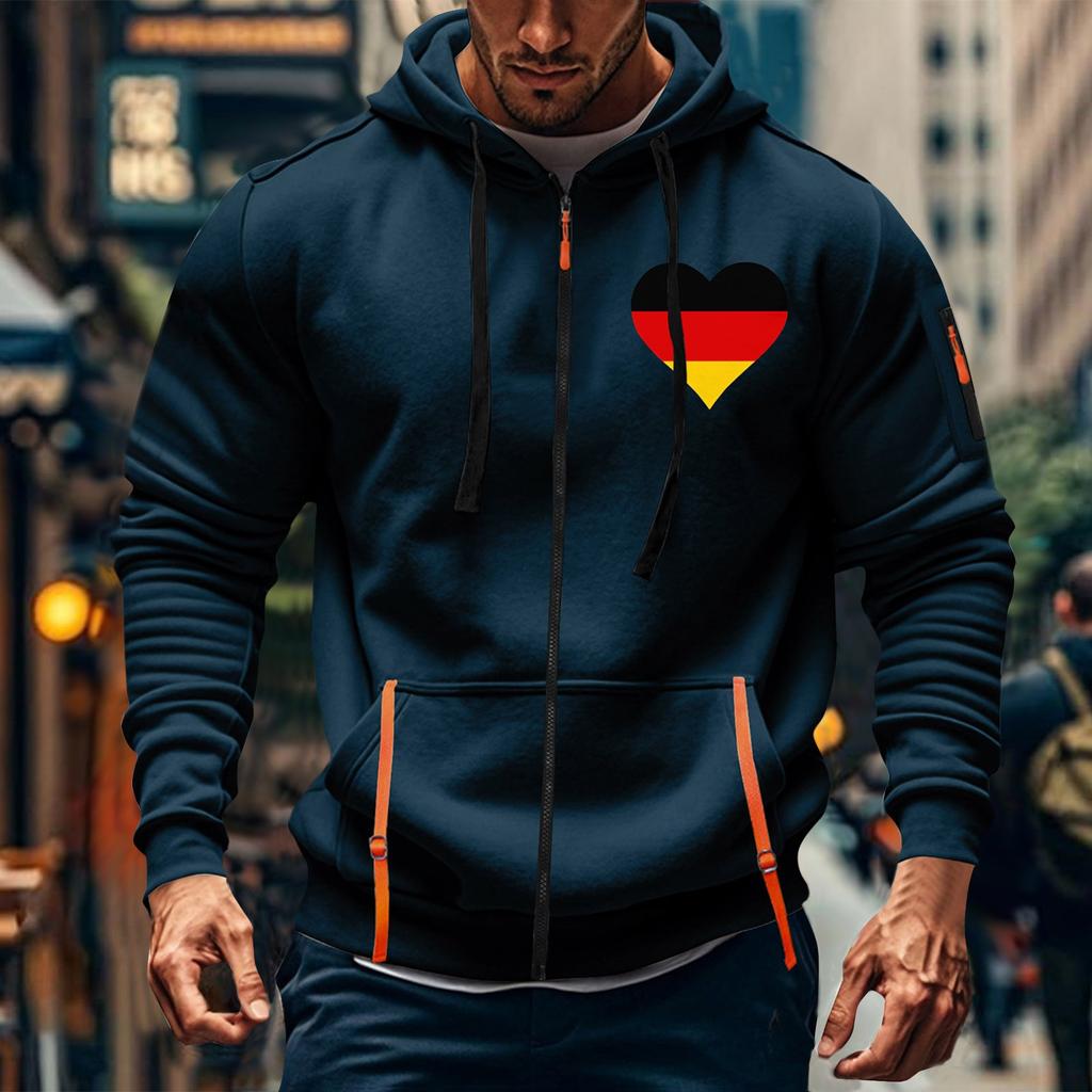 Herren Sport Casual Hoodie Hoodie Cardigan Reißverschluss Multi-Pocket Hoodie Mantel