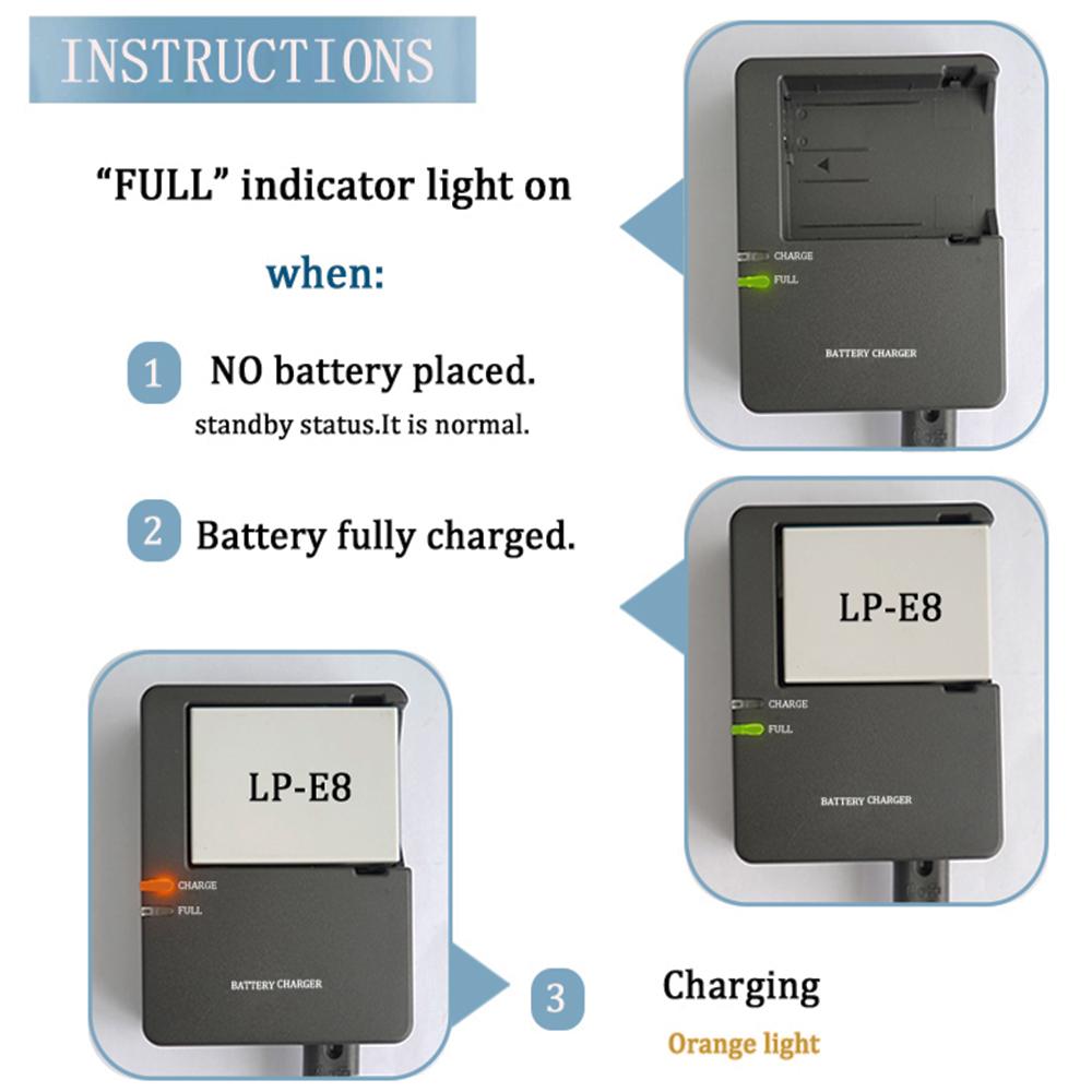LC-E8 Battery Charger for Canon LP-E8 - Compatible with EOS 600D 650D 700D 550D,Rebel T2i,T3i,T4i,T5i; Kiss X4, X5, X6i Camera