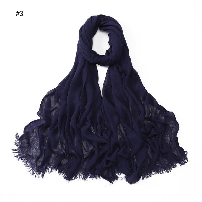 % Rayon Pleated Solid Color Human Cotton Two-end Beard Bag Headscarf Female, New Breathable Soft Scarf