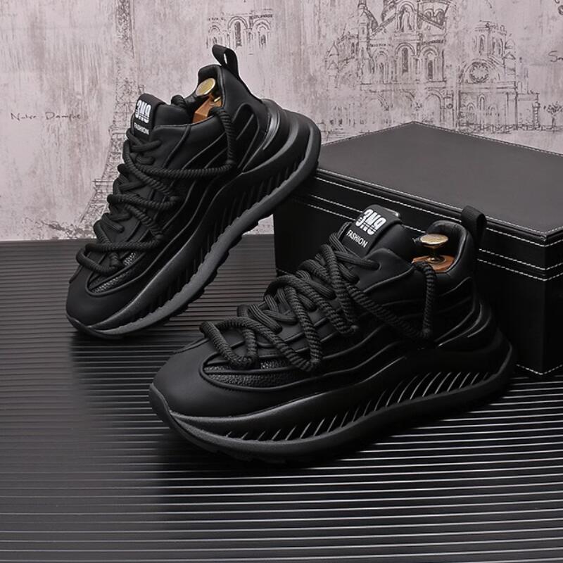 Fashion Men's new autumn and winter cashmere warm cotton shoes with thick soles inside heightening leisure sports shoes  a40