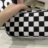 Capacity And Simple Large Black White Plaid Pencil Case Portable Canvas Material Pencil Bag School Office Supplies Stationery