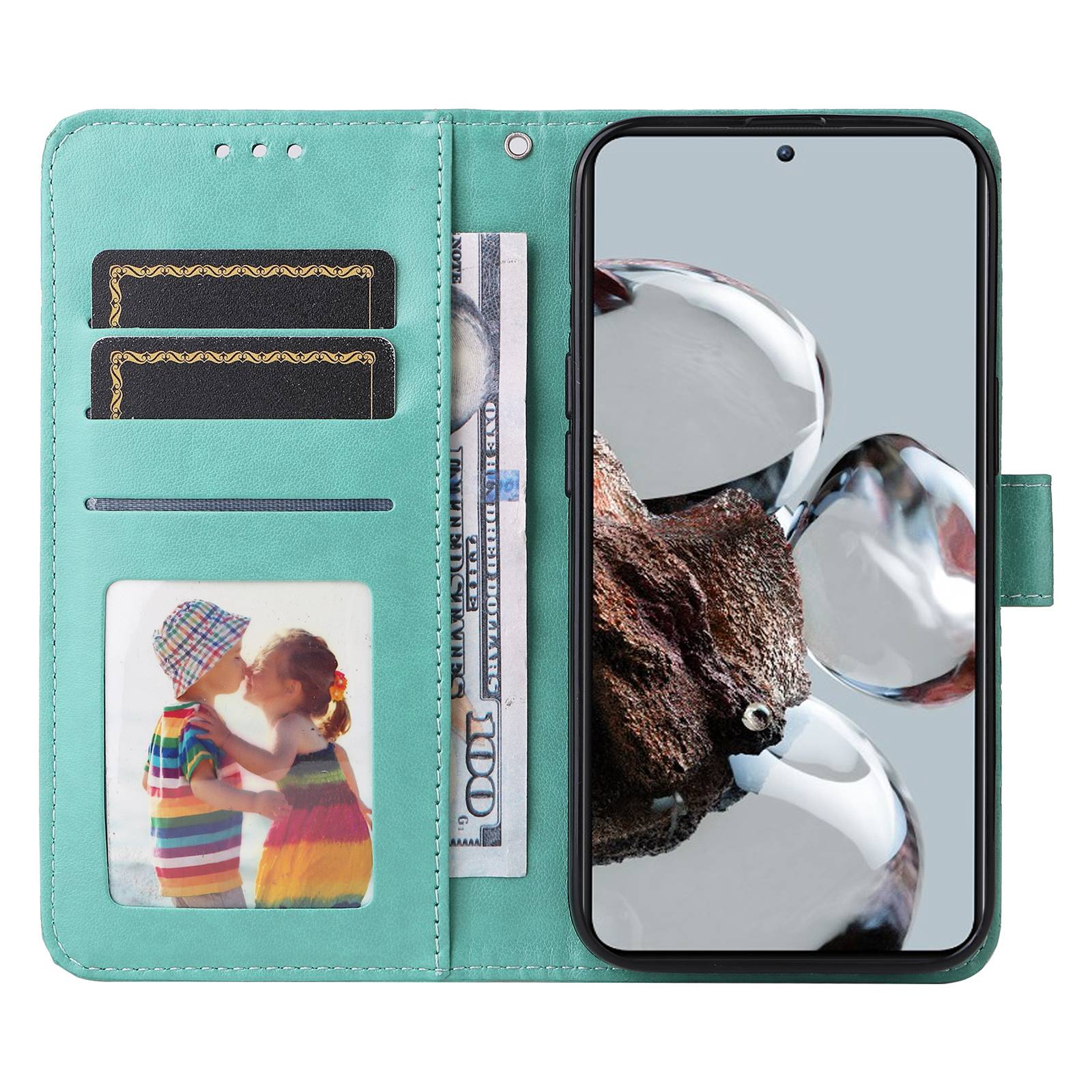 

Для Xiaomi 12T 5G/Redmi K50 Ultra 5G/12T Pro 5G Чехол-подставка из ПУ кожи с тиснением подсолнуха, магнитная застежка, с ремешком на руку Green