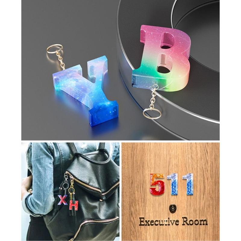 Silicone Pendant Mold Clay Molds Letter Shaped Silicone Keychain Moulds Pendant Accessories Gift for Hand Making Lover