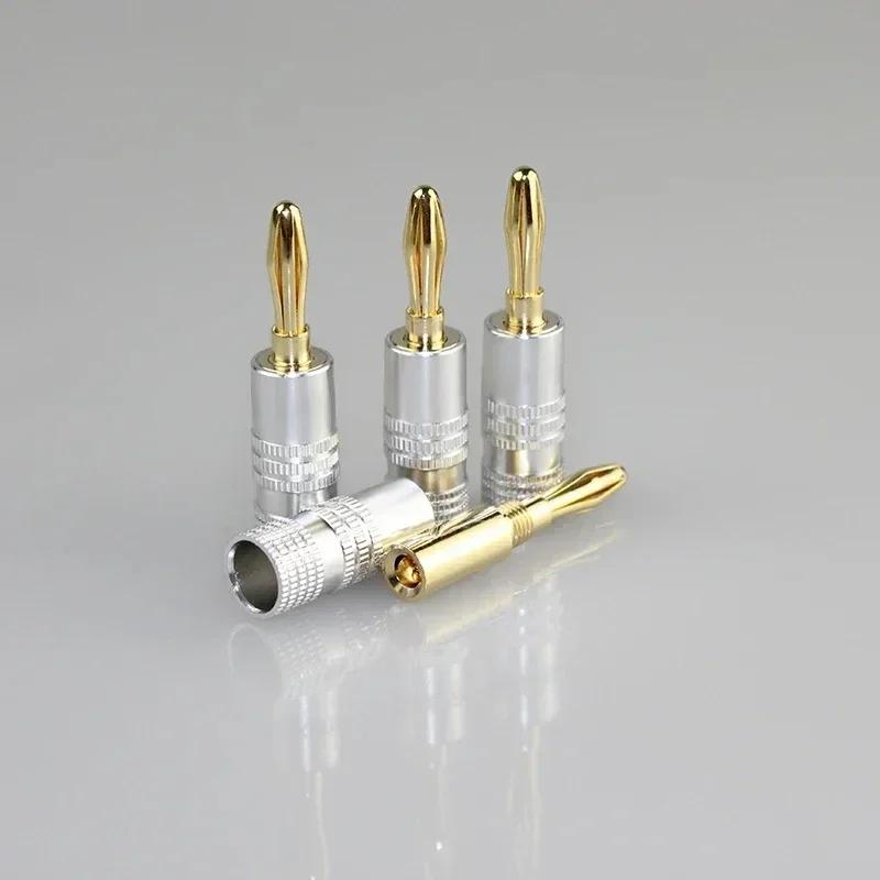4pcs/10pcs Banana Connector 4mm Speaker Banana Plugs 24K Copper Gold Plated 4mm Banana Jack Match with 4mm Binding Post