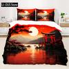 Japanese Landscape Duvet Cover Set For Teens Adults Queen Quilt Covers Lightweight Down 2 Pillowcases 1 Duvet Cover No Comforter