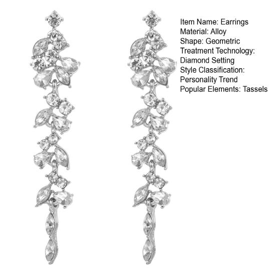 Long Tassel Earrings Zircon Hoop Earrings Rhinestone Earrings Chic Elegant Stud Earrings Stylish Jewelry for Women