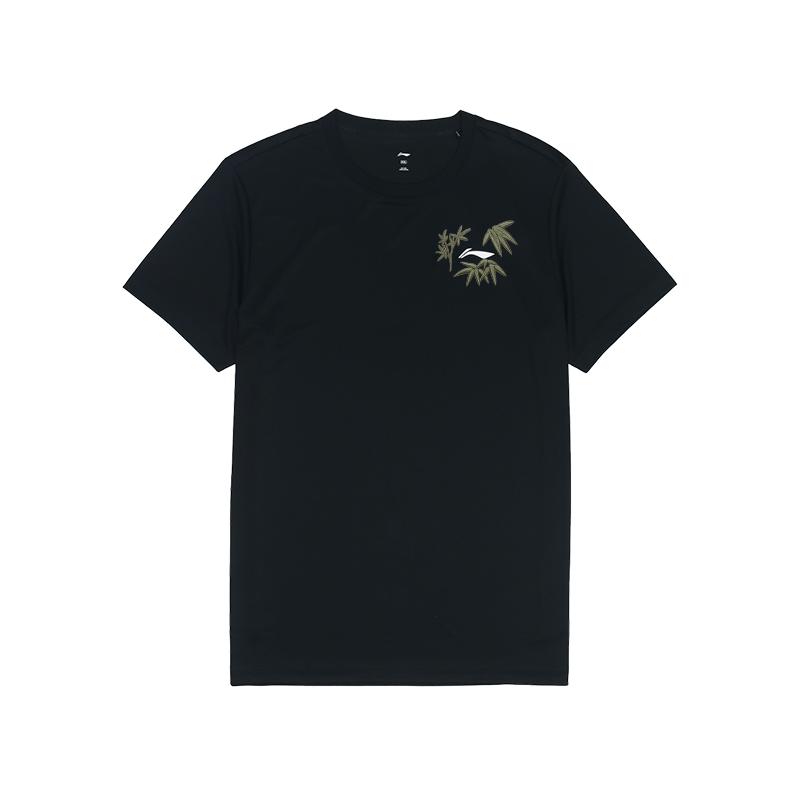 LiNing Customizable Training Series Bamboo Plant Floral Solid Color Short Sleeve T-Shirt Unisex Tops Black ATSS463-1(TEAM702-3.4.3)