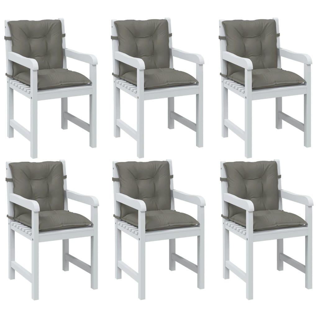 Low Back Chair Cushions 6 Pcs. Dark Grey 100x50x7 Cm Fabric