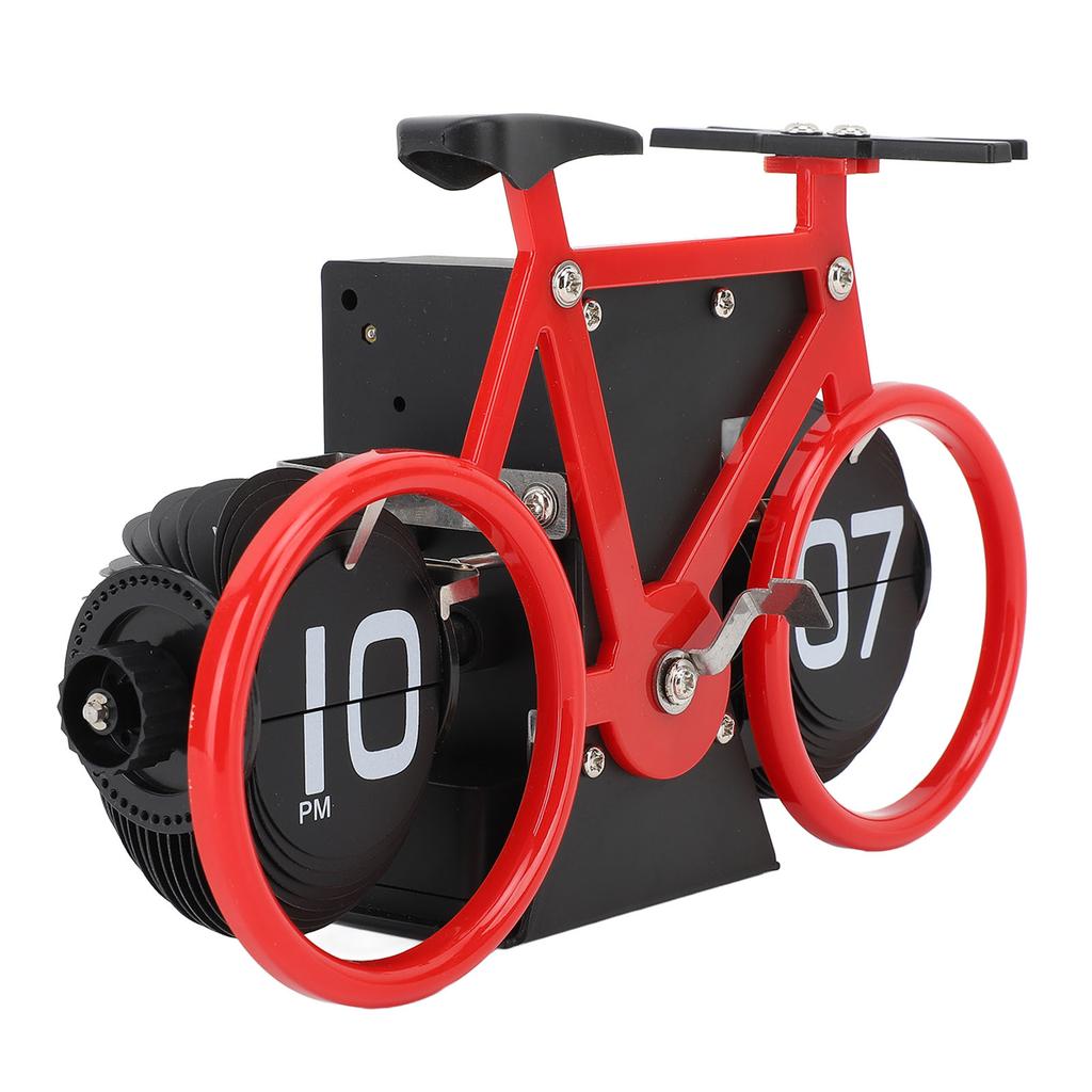 Vintage Flip Desk Clock Bike Shape Retro Mechanical Battery Powered Gear Operated Timer Reminder