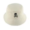 Unisex Skull Embroidery Bucket Hat Cotton Blend Wide Brim Streetwear Cap Winter