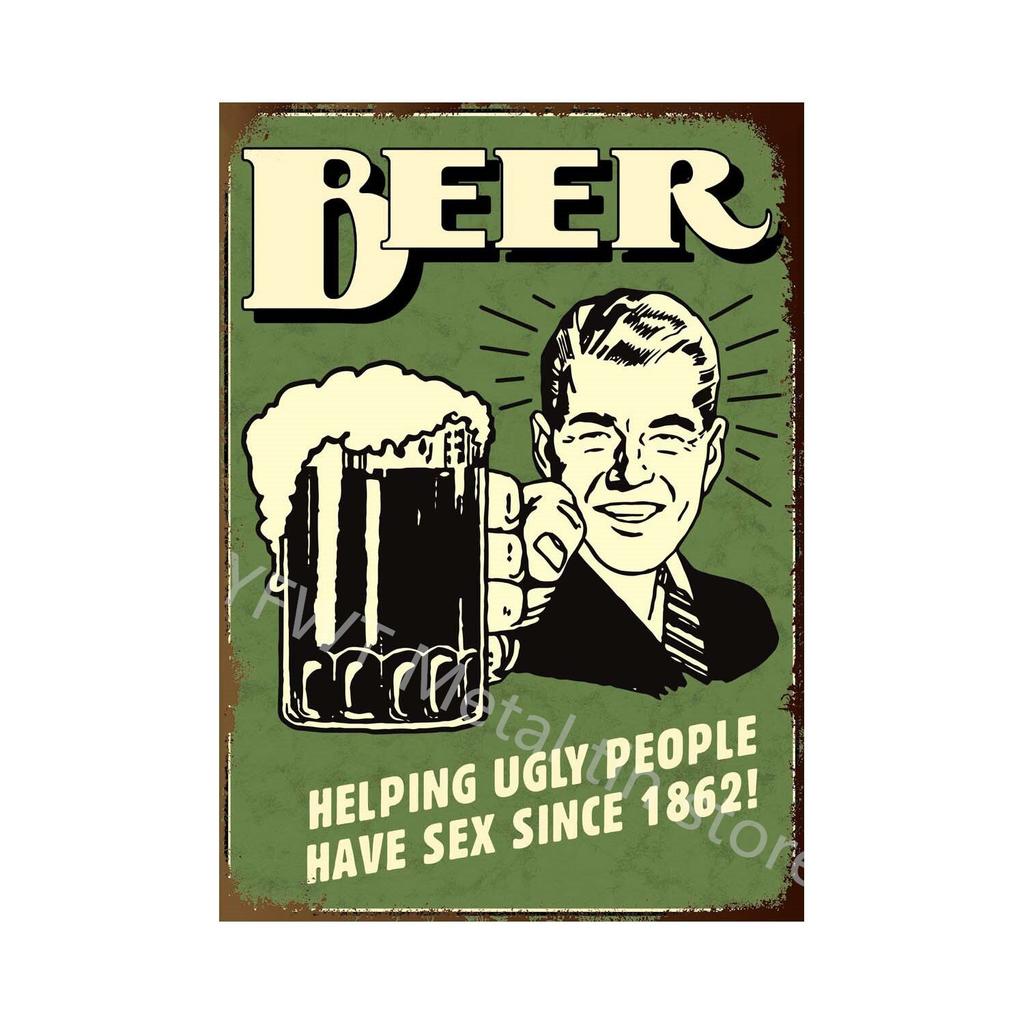 Retro Car Beer Vintage Metal Tin Sign Poster  Perfect for Bar Cafe Kitchen Balcony Decor  Classic Wall Signs for Home Decor