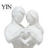 Easy Care Love Ornament 3D Printed Couple Heart Statue, Abstract Minimalist Lovers Embrace Figurine, Romantic Desktop Smooth Curved Lines Art