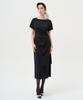 Pelimela Boat Neck Tie H-Line Midi Dress (Black)