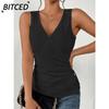 Women's Fashion Casual Solid Color Print V-Neck Sleeveless  Blouses & Shirts