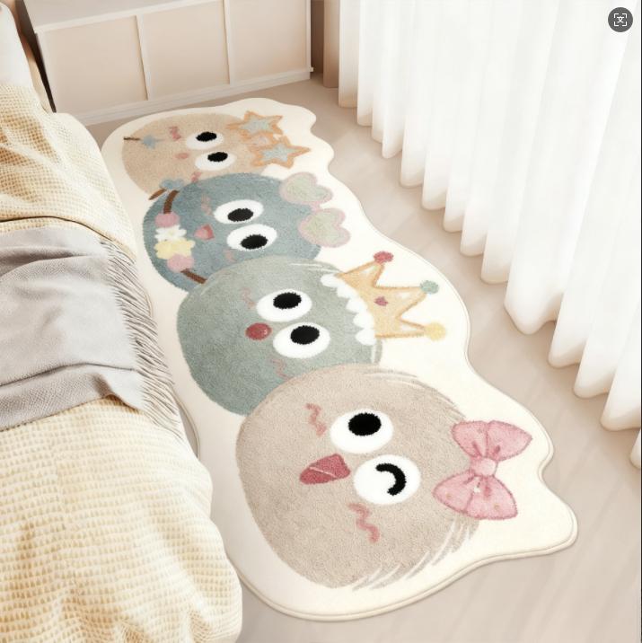 Cartoon Style Rugs for Bedroom Irregular Shape Living Room Decoration Carpet Fluffy Soft Bedside Floor Mat Thick Plush Study Rug