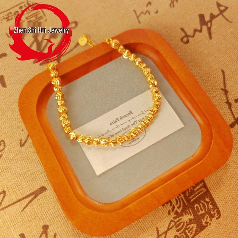 

Gold-Plated Women s Bracelet with Watermelon and Brass Electroplated Beads, Korean Style Lucky Jewelry