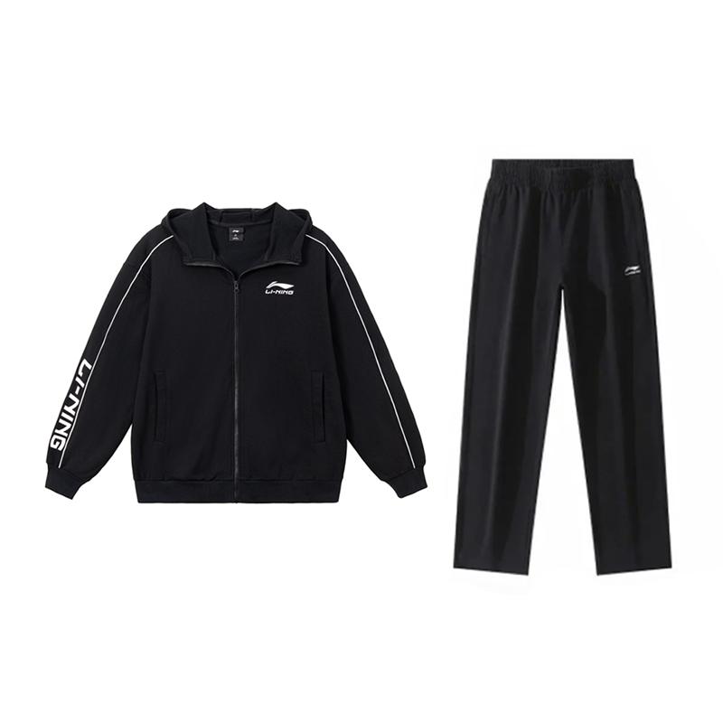 Li-Ning Unisex Lifestyle Drop-Shoulder Crew Sweatshirt and Pants Set Black YWDV357-1-AKL03-1 L