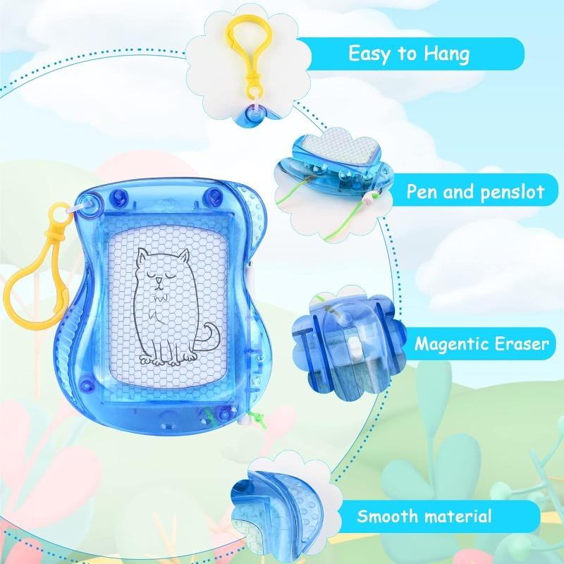 Kids Magnetic Doodle Board Keychain Portable LCD Writing Tablet Mini Drawing Pad Travel Toy Educational Erasable Gift