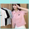 Cotton Polo Shirt For Women Summer Short Sleeve Slim Fit With Button Detail For Office Wear