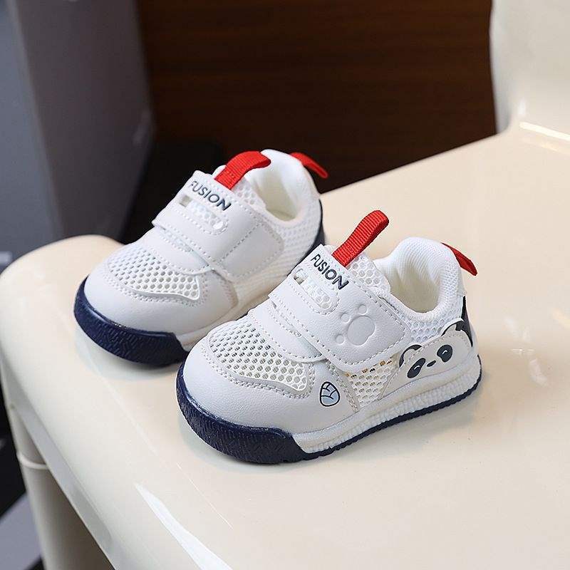 Toddler shoes hollow mesh breathable panda shoes summer new boys shoes soft sole baby shoes girl baby white shoes