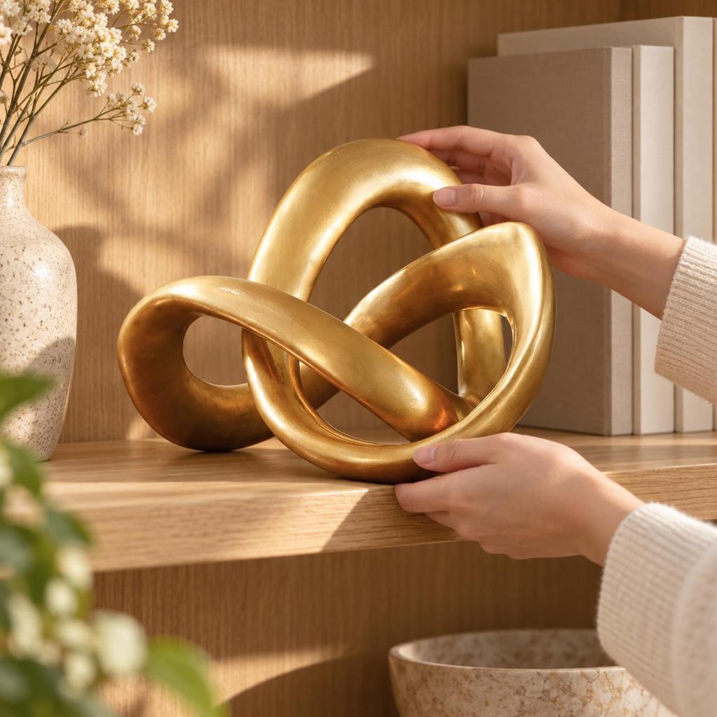 Finished Resin Sculpture Modern Intertwined Loop Minimalist Decor Ornament with