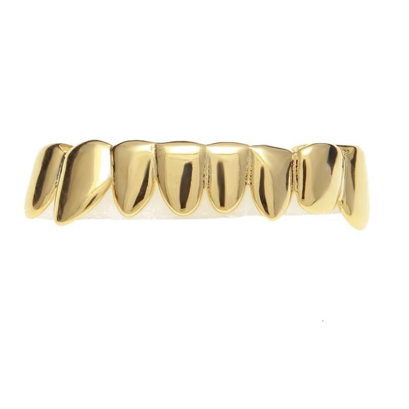 Men s HipHop Fashion Punk Teeth Grillz Jewelry Men Gold Plating Bling Bling Rapper Big Eight Teeth Grillz