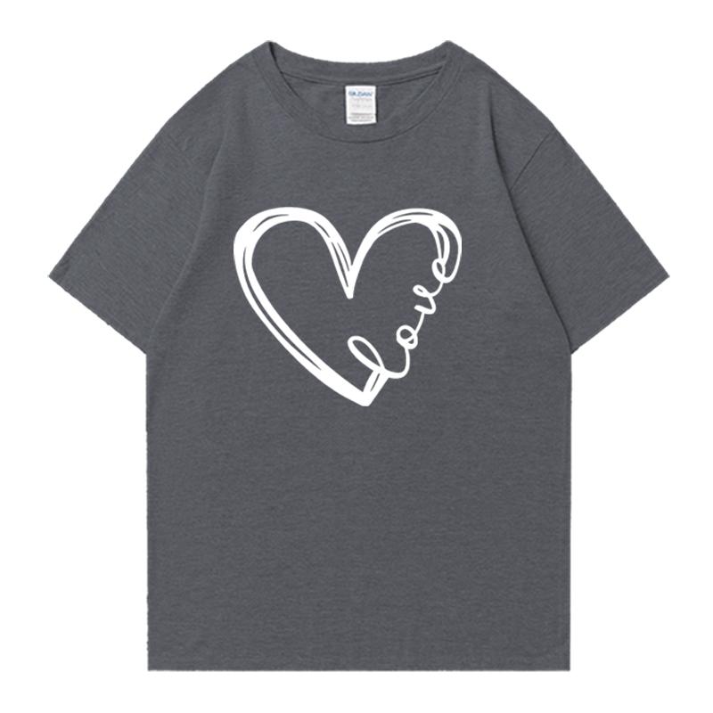 Fashion Love Heart Printed Crew Neck Cotton Men Women short sleeve t-shirts Summer Oversized Tee shirt streetwear plus size top