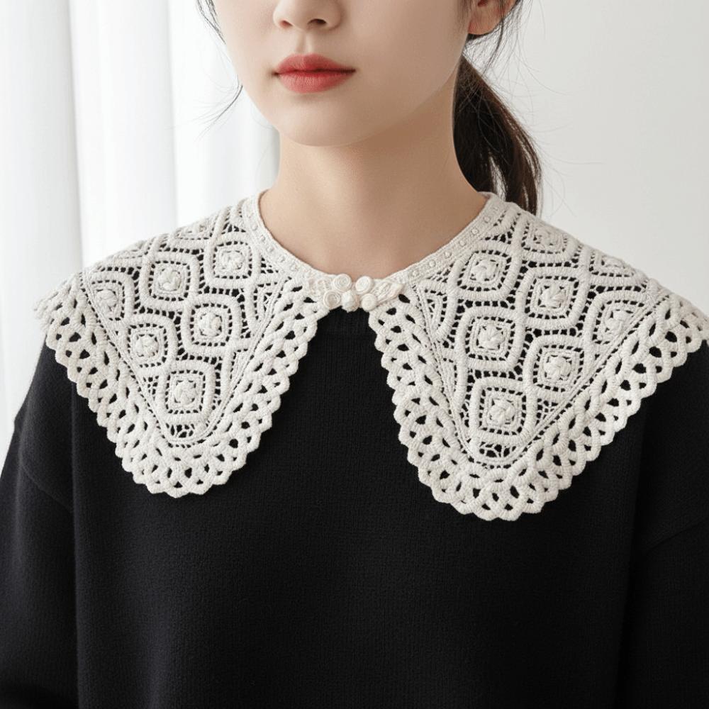 Cape Lace Fake Collar Hollow Out Blouse Shoulders Fake Collar Simple Knitted Shawl  Female