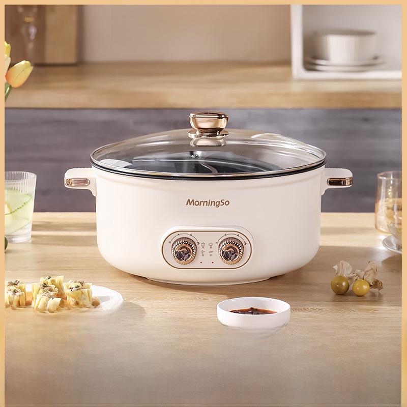 FluxZone Yuanyang Multifunctionele elektrische hotpot en koekenpan - Grote capaciteit voor slaapzalen en huizen 5L