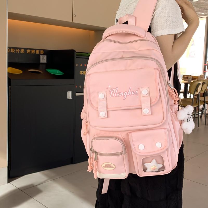 College Style Schoolbag Women's Large Capacity Computer Travel Bag Letter Print Backpack for High School Students