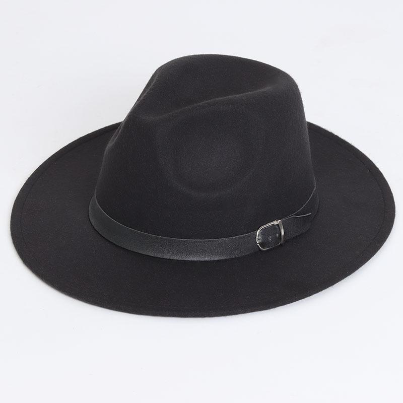 Einfarbiger Filz-Fedora-Hut Britischer Retro-Stil Unisex Flacher Rand Gentleman Flache Krone
