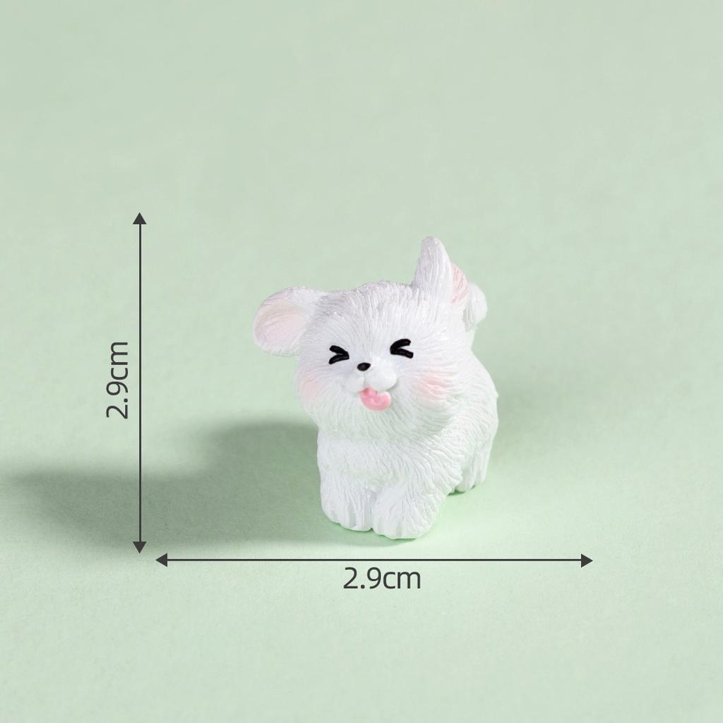 Cute White Running Puppy 3D Resin Figurine Pet Dog Bichon Frise Desktop Decoration Garden Moss Miniatures Sence DIY Decoration