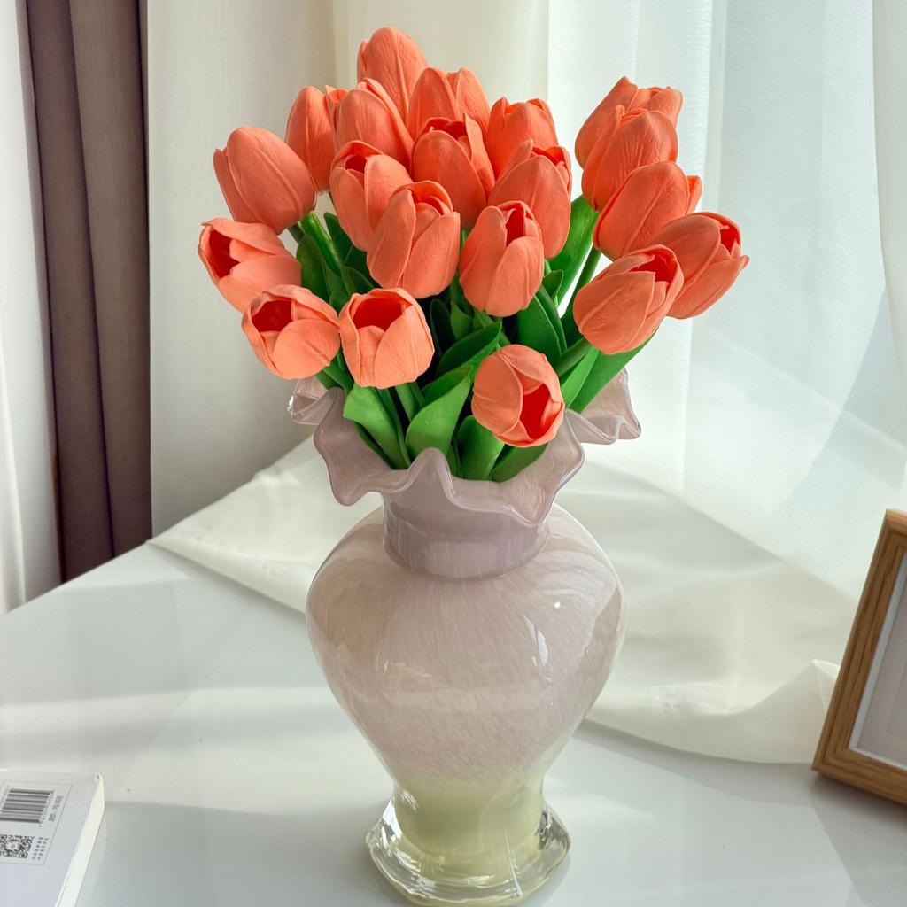10Pcs Tulip Flowers Artificial Tulip Bouquet PE Foam Fake Flower for Wedding Ceremony Decor Home Garden Bouquet Decoration
